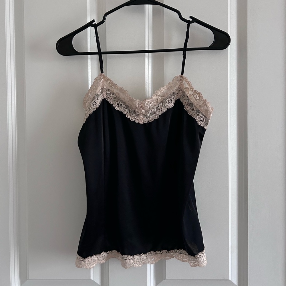 Black Lace Trimmed Worthington Tank Top
